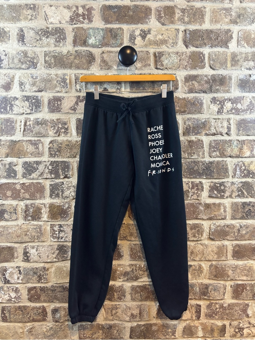 FRIENDS Black Jogger Pants with Character Name Print